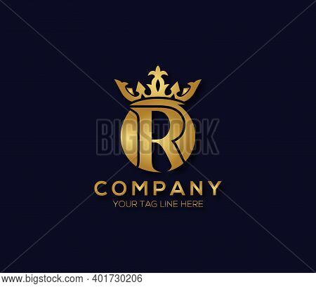 R Alphabet Crown Logo Design Company Concept