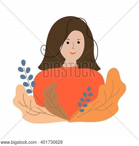 Cheerful Smiling Girl To The Waist. Vector Illustration. The Character.