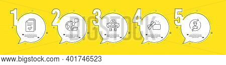 Opened Gift, Human Resources And Sharing Economy Line Icons Set. Timeline Process Infograph. Handout