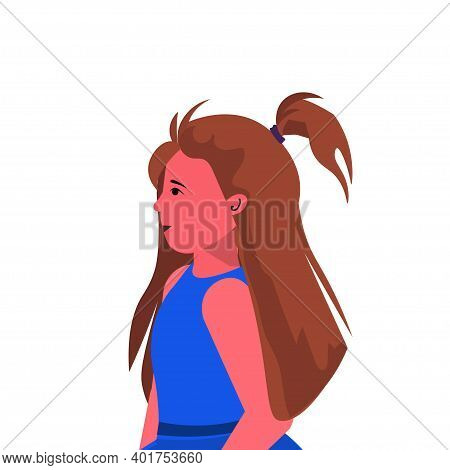 Beautiful Little Girl Cute Child Avatar Chilhood Concept Female Cartoon Character Portrait Vector Il