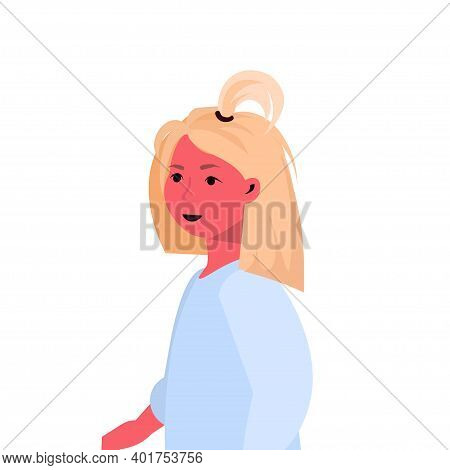 Beautiful Little Girl Cute Child Avatar Chilhood Concept Female Cartoon Character Portrait Vector Il