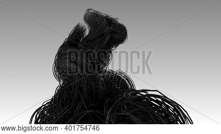 Dark Fiber Optics Cables, Hyper Realistic Multiple Twisted Wires Or Cables Isolated On Light Grey Ba