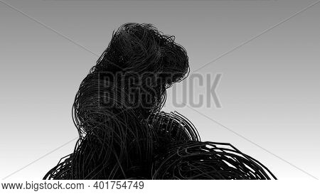 Dark Fiber Optics Cables, Hyper Realistic Multiple Twisted Wires Or Cables Isolated On Light Grey Ba