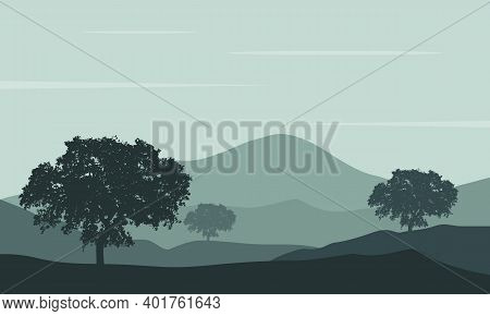 Amazing View In The Morning With A Calming Atmosphere. Vector