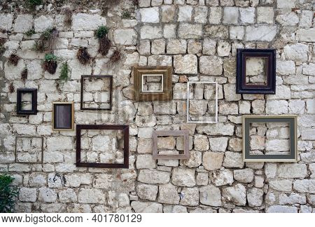 Architectural detail in the old town and picturesque harbour of Rovinj, Istrian Peninsula, Croatia, Europe