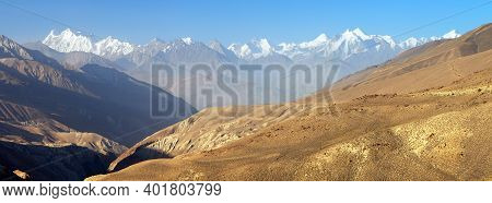 Evening View Of Hindukush Or Hindu Kush Mountain Ridge, Tahikistan And Afghanistan, View From Pamir 