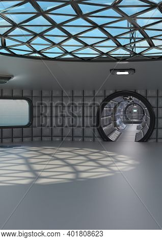 3D Rendering Science Fiction Corridor