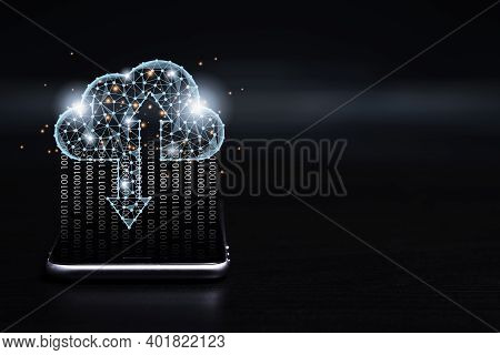 Cloud Computing Technology Transformation Concept, Virtual Cloud Computing For Transfer Upload And D