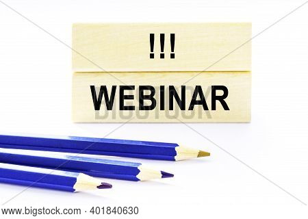 Word Webinar. Wooden Small Cubes With Letters With Copy Space Available. Business Concept Image.