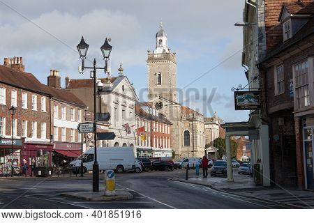 The Town Centre In Blandford Forum, West Street In The Uk, Taken On The 26th October 2020