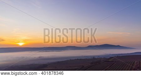 sunset over Palava, Southern Moravia, Czech Republic