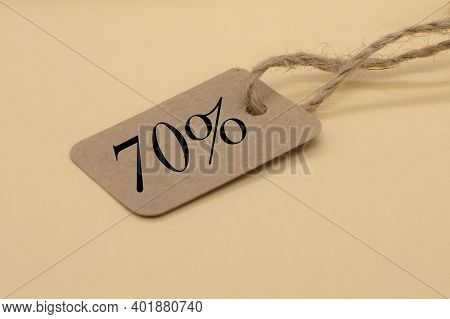 One Craft Tag On A Beige Background. Black Friday Concept.