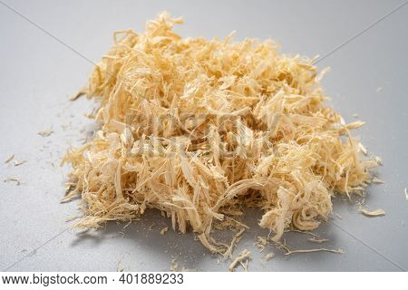 Side View Herb Zhuru Or Bambusae Caulis In Taenias Or Bamboo Shavings