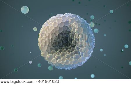 Organic cell microscope view. 3D render