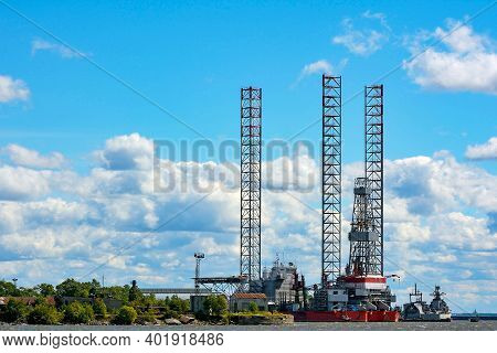 Kronstadt, Russia-1 August 2015: Floating Drilling Platform 