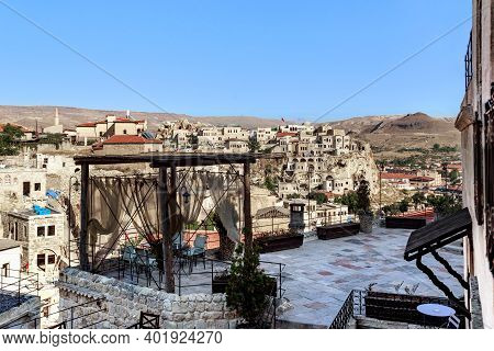 Urgup, Turkey - October 3, 2020: This Is A View Of The Old Town In Cappadocia From The Typical Terra
