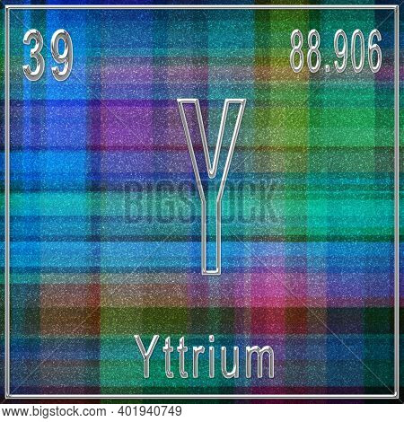 Yttrium Chemical Element, Sign With Atomic Number And Atomic Weight, Periodic Table Element
