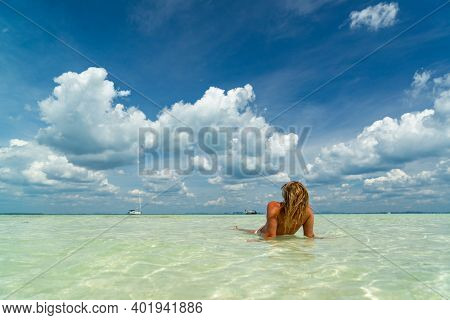 Beautiful Woman at the beach in Poda island  Thailand