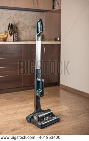 Moscow, Russia - January 3, 2021: Tesler Pure Storm 4000 Cordless Vertical Vacuum Cleaners Without D
