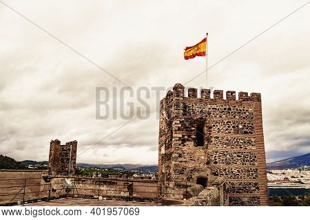 Fuengirola, Malaga, Spain - January 25, 2020: Sohail Castle, Historical Fortification For Coastal De