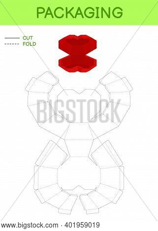 Box Packaging Die Cut Template Design For Valentine's Day, Birthdays, Baby Showers For Sweets, Candi