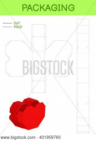 Heart Gift Box Packaging Die Cut Template Design For Valentine's Day, Birthdays, Baby Showers For Sw