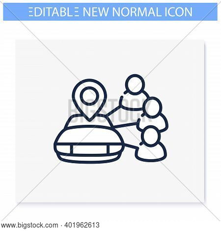Car Sharing Line Icon. New Normal Concept. Car To Share. Rent.mutual Aid In Lockdown. Charity, Volun
