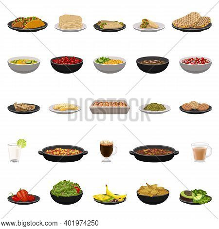 Mexican Food Icons Set. Cartoon Set Of Mexican Food Vector Icons For Web Design