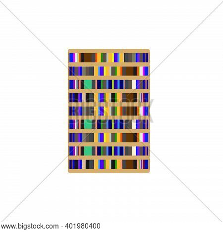 Illustration For Bookshelf Or Textbook With Book Many Colors In Ibrary At School Ror University For 