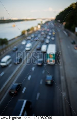 Abstract Picture, Busy Traffic. Picture Blurred For Background Abstract And Can Be Illustration To A