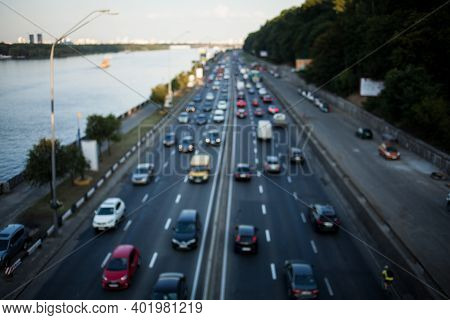 Abstract Picture, Busy Traffic. Picture Blurred For Background Abstract And Can Be Illustration To A