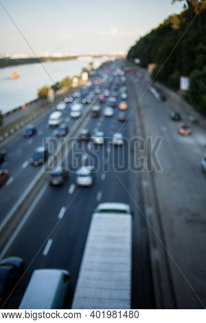 Abstract Picture, Busy Traffic. Picture Blurred For Background Abstract And Can Be Illustration To A