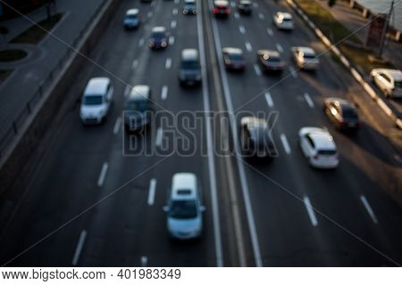 Abstract Picture, Busy Traffic. Picture Blurred For Background Abstract And Can Be Illustration To A