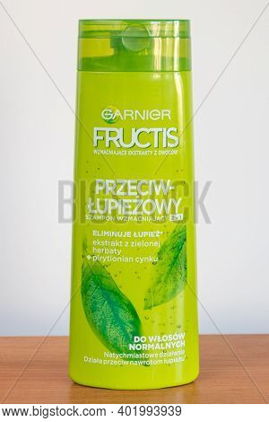 Pruszcz Gdanski, Poland - September 4, 2020: Garnier Fructis Anti Dandruff Shampoo.