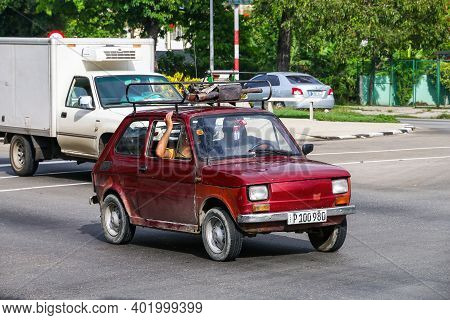 Havana, Cuba - June 6, 2017: Italian Compact Car Fiat 126 In The City Street.