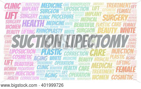 Suction Lipectomy Typography Word Cloud Create With The Text Only. Type Of Plastic Surgery