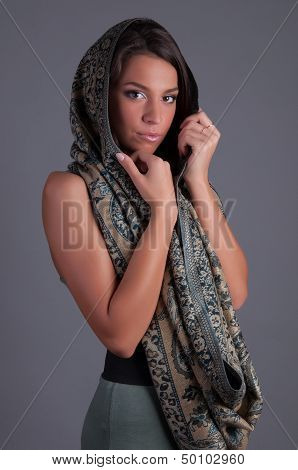 Beautiful lady with indian scarf