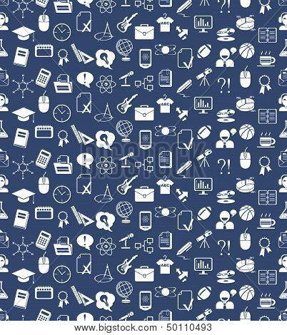 Seamless Vector Education Icons Background