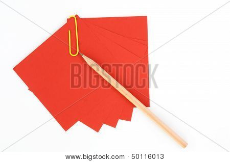 Colorful Note Paper With Clips Isolated On White Background