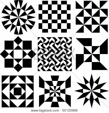 Vector Geometric Patterns in Black and White