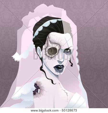 Zombie portrait. Horror and vector illustration 