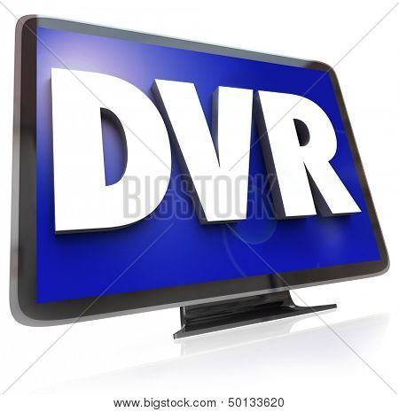 The letters or acronym DVR for digital video recorder allowing you to record and save programs to view when your schedule allows at a time that is convenient
