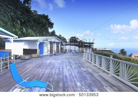 Terrace over the Bay of Fort de France, Martinique island