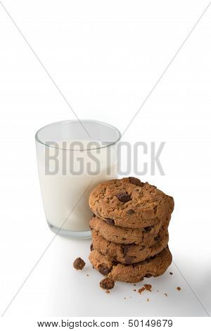 Milk & Cookies Isolated On A White Background