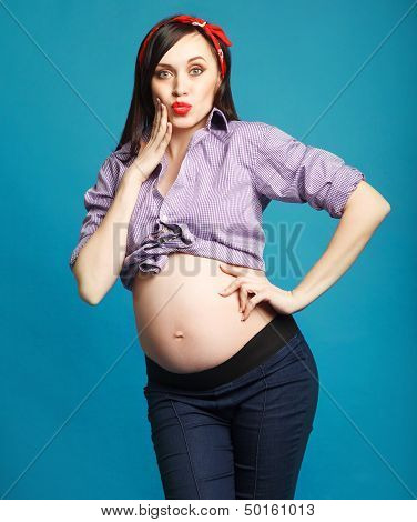 Funny Pregnant Woman In Pin Up Style