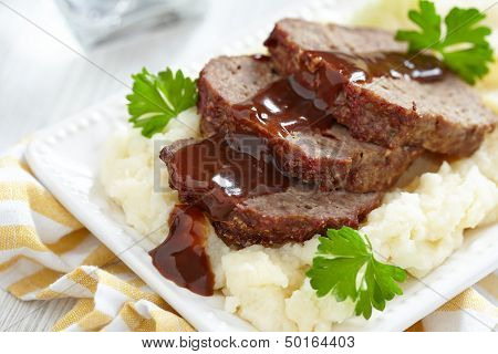 Meatloaf with brown sauce