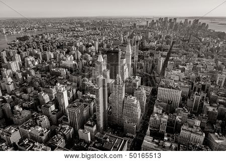 Black And White Aerial View Of New York Cityscape