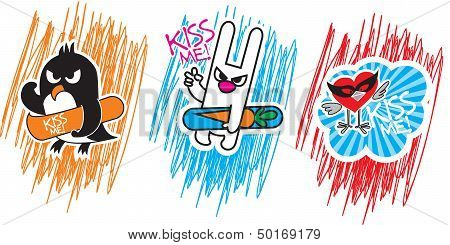 personages with snowboard