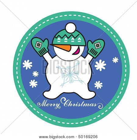 snowman in green heading and glove