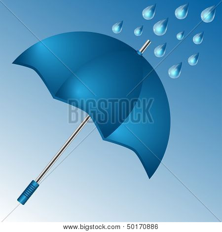 umbrella of blue color and raindrops